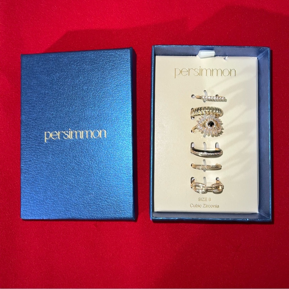 Persimmon - 6 Gold-Toned Piece Assorted Ring Set (NIB | Size: 8)